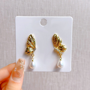 Perle gland boucles d'oreilles haut de gamme célébrité mode tempérament boucles d'oreilles longues strass boucles d'oreilles 925 argent aiguille en gros - Product Image 6