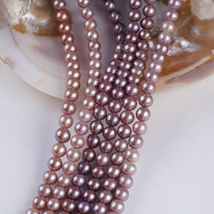 Perlas de Agua Dulce Naturales Edison, Color Morado, 8-8.5mm, Redondas, Sueltas, al por Mayor, para Joyería DIY, Forma Barroca, Colores Blanco y Rosa - Product Image 2