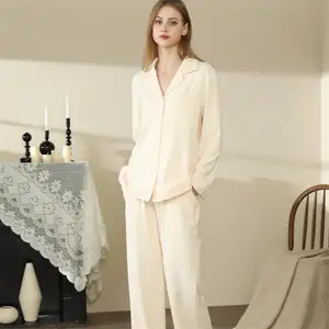 Long Sleeve Top with Pants Pyjamas Bulk Bamboo Viscose Pajamas for Women Set Women's Full Length Plus Size Sleepwear