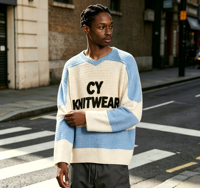 Pull tricoté décontracté pour homme, personnalisé OEM, avec patchs brodés et lettres, en jersey tricoté, style hockey, pour le printemps