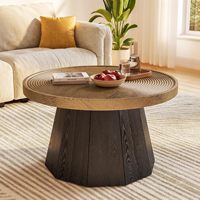 Table basse ronde pour salon, table centrale de style farmhouse de 31,5 pouces, tables à thé circulaires modernes en bois pour bureau