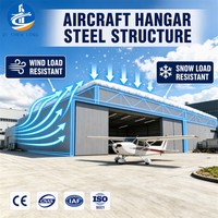 Hangar d'avion en structure métallique, charpente préfabriquée à portique de 30-60 m de portée, résistant au vent et à la neige, conception et installation OEM