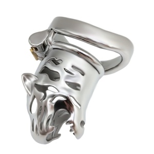 Cage de chasteté à succès avec extension tête de tigre en acier inoxydable 304, verrou de cage pour jeu adulte, cage à pénis pour homme - Product Image 5