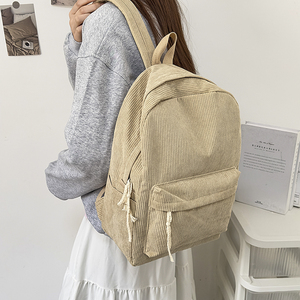 Dropshipping Vintage Corduroy Lightweight <b>Backpack</b> Casual Daypack for Women <b>School</b> Travel Leisure Use - Product Image 1