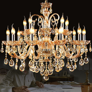 Lámpara de Araña de Cristal Dorado Europeo, Estilo Vela, Lámpara Colgante de Cristal para Sala de Estar, Dormitorio, Villa, Comedor Clásicos - Product Image 1