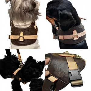 Luxury Dog <b>Harness</b> Set with Leash and Pouch Adjustable Pet Walking Set Wholesale Ready Stock OEM Private Label Supplier - Product Image 3