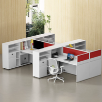 Poste de travail modulaire combiné en gros pour usine, avec cloison en panneau massif et armoire de rangement latérale