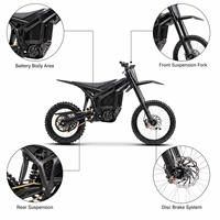 Moto électrique tout-terrain 32 kW 74 V 45 Ah, cadre en alliage d'aluminium, couple de 754 Nm, freins à disque hydrauliques, moteur central, 105 km/h