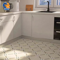 Carreaux de sol en porcelaine imitation pierre, mats, antibactériens, antidérapants, avec bordures et accents décoratifs pour salle de bain, appartement, villa, intérieur moderne
