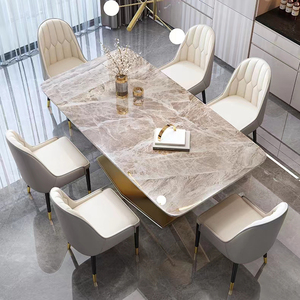 <span class=keywords><strong>Tavolo</strong></span> da pranzo moderno <span class=keywords><strong>tavolo</strong></span> da pranzo rettangolare in acciaio inossidabile dorato di lusso Set <span class=keywords><strong>tavolo</strong></span> da <span class=keywords><strong>6</strong></span> <span class=keywords><strong>posti</strong></span> in marmo per mobili da sala da pranzo - Product Image 4