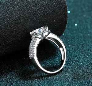 แหวนเพชรโมอิส925สำหรับผู้หญิงแฟชั่นแหวนเงินสเตอริงโมอิส3CT สำหรับการหมั้นในงานแต่งงานแหวนเพชรโมอิส - Product Image 5