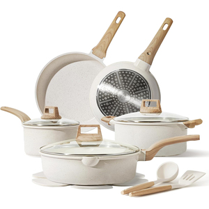 Pots and Pans <b>Set</b>, Nonstick <b>Cookware</b> <b>Sets</b>, White Granite <b>Induction</b> <b>Cookware</b> Non Stick Cooking <b>Set</b> W/Frying Pans & Saucepans - Product Image 1