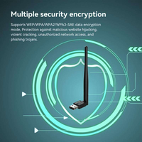 Adaptateur USB sans fil WiFi 6 AX300 avec antenne à gain élevé, 300 Mbps, sécurité WPA3, compatible avec Windows/Linux/UOS