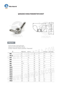 น็อตปีกผีเสื้อ HIDEA M2 ถึง <span class=keywords><strong>M24</strong></span> ป้องกันสนิม ขัดเงา ผ่านกระบวนการพาสซิเวท ผลิตจากเหล็กกล้าไร้สนิม 304 316 อุปกรณ์ยึดติดชนิดน็อตปีกผีเสื้อ - Product Image 2