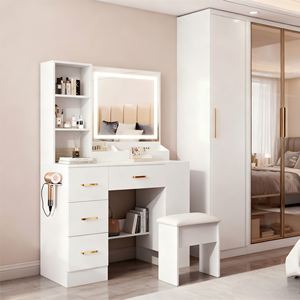 طاولة زينة عصرية صديقة للبيئة مع مرآة قائمة، طاولة تجميل كلاسيكية للشقق وغرف النوم وغرف المعيشة والفنادق - Product Image 4