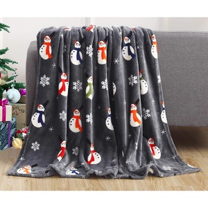 Christmas Snowflake Reindeer Snowman Flannel <b>Blanket</b> Throw <b>Blanket</b> Nap <b>Blanket</b> Winter Warm Party Decor Machine Washable - Product Image 4
