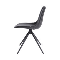[En stock] Chaise de salle à manger nordique moderne minimaliste en métal avec revêtement en cuir noir, design sans accoudoirs, pour usage domestique, chaise de salle à manger de luxe