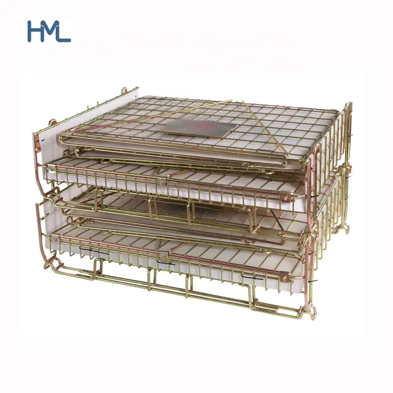 Gabbia pieghevole impilabile del filo metallico di stoccaggio del magazzino su misura grillage dei contenitori dell'oem di HML