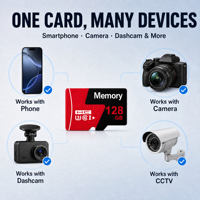 Kartu Memori TF Kelas 10 U3 32GB/64GB/128GB Kecepatan Tinggi untuk Ponsel, Kamera, dan Dash Cam