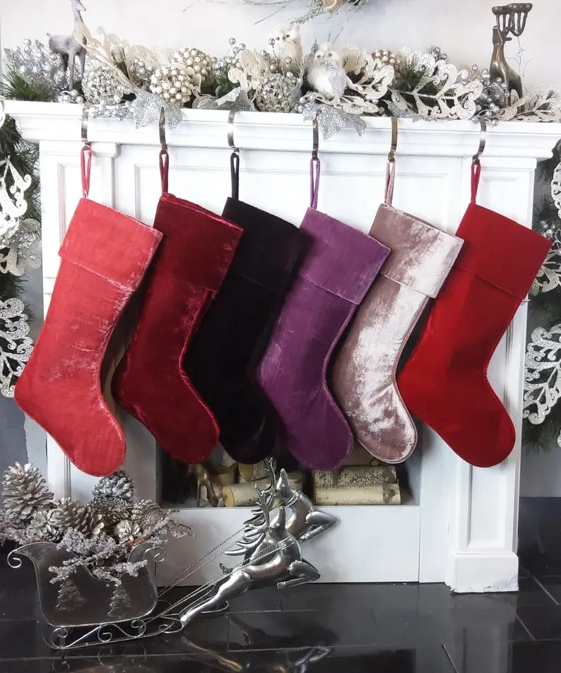 New Arrival Multi Color Velvet Luxury Monogram Name Home Decoration Christmas Stocking Sublimation Name Made Hanging Stockings