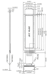 شاشة OLED صغيرة بيضاء اللون مقاس 2.1 بوصة بدقة 256×64 بكسل، لوحة PMOLED بـ 24 دبوس طراز SSD1362 - Product Image 3