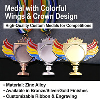 Vente en gros, livraison directe, médailles de récompense sur le thème du sport en alliage de zinc plaqué avec ruban coloré, trophée de vainqueur, cadeau