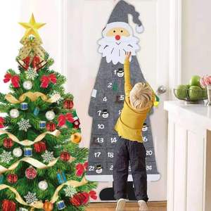 Calendrier de l'avent de noël en feutre, calendrier mural de l'avent du père noël avec poches, calendrier de <span class=keywords><strong>compte</strong></span> à <span class=keywords><strong>rebours</strong></span> de noël réutilisable de 24 jours, <span class=keywords><strong>2022</strong></span> - Product Image 5