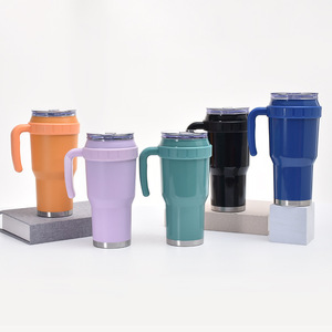 Grande tasse de voiture isotherme en acier inoxydable écologique de 40 oz avec poignée et couvercle anti-débordement pour la rentrée scolaire - Product Image 1