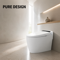 WC intelligent monobloc avec buse antibactérienne, lavage des fesses, lavage intime, siège chauffant, chasse d'eau automatique, affichage numérique et télécommande