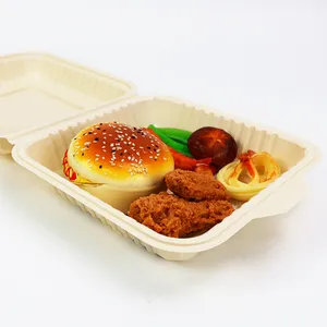 Cornstarch खाद्य कंटेनर कस्टम मकई स्टार्च Bpa मुक्त Takeaway कंटेनरों Biodegradable प्लास्टिक सीपी खाद्य कंटेनर 8x8