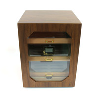 Coffret Cadeau de Luxe Personnalisable Grande Capacité pour Cigares, Ensemble de Fumeur en Verre Trempé, Étui à Cigarettes, Armoire à Cigares en Noyer