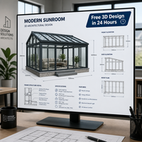 [Direct Usine] Véranda Moderne Personnalisée en Aluminium avec Toit en Verre Trempé Étanche pour Jardin, Balcon, Patio, Terrasse