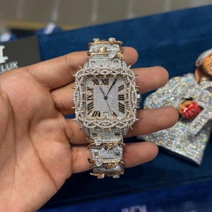 Orologio di Lusso con Diamanti Moissanite VVS, Automatico, Colore Rosa e Bianco, Stile Hip Hop per Uomo e <span class=keywords><strong>Donna</strong></span> - Product Image 2