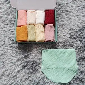 High Standard Quick Dry Baby Saliva Towel Triangle Cotton Bibs Muslin Solid Plain Colorful Muslin Baby Bibs Cotton