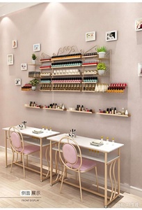 Estante de pared para salón de uñas, expositor de hierro para esmaltes y pegamentos de uñas - Product Image 5