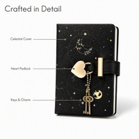 Carnet de notes avec cadenas ciel étoilé |   Journal relié rigide A7 avec serrure et clé |   Carnet personnalisé OEM ODM au design astrologique vintage