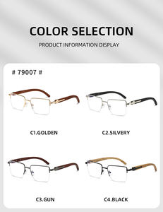 Lunettes optiques rectangulaires demi-cerclées anti-lumière bleue <span class=keywords><strong>en</strong></span> <span class=keywords><strong>bois</strong></span> faites à la main pour hommes, pour correction <span class=keywords><strong>de</strong></span> la <span class=keywords><strong>vue</strong></span> - Product Image 6