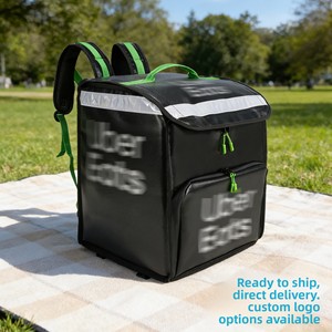 <span class=keywords><strong>Sac</strong></span> à <span class=keywords><strong>dos</strong></span> isotherme imperméable en cuir épaissi pour livraison UberEats, double bandoulière, stock usine - Product Image 4