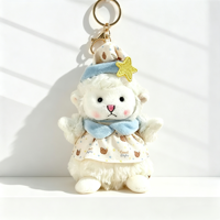 Porte-clés mousqueton en peluche douce, motif agneau blanc, style pastoral, à monter soi-même, motif étoile de dessin animé, tendance, pour bonnet de nuit, mascotte artisanale, Hygge