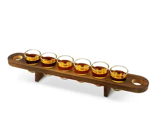 Trinken Holz Shot Cup Tray Halter Whisky Flight Board Holz Schnaps gläser Serviert ablett