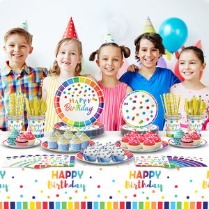 ชุดเครื่องใช้บนโต๊ะอาหารแบบใช้แล้วทิ้งสุขสันต์วันเกิดจานกระดาษและผ้าเช็ดปากสำหรับงานเลี้ยงปีใหม่ชุดจานเค้กอาหารเย็น - Product Image 2