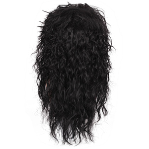 Peluca larga rizada de Metal pesado para fiesta, pelo negro o marrón gradiente blanco 70s 80s Rocker Mullet, divertida, <span class=keywords><strong>disfraz</strong></span> Punk - Product Image 4