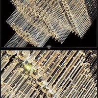 Lustre carré en cristal K9 en acier inoxydable à LED dimmable, approvisionnement direct usine, pour villa et salon