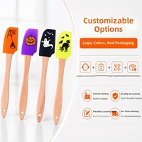 Spatule à crème en silicone de 8,4 pouces résistante à la chaleur pour la décoration de gâteaux et pâtisseries, avec motifs fantôme, chauve-souris, araignée et impression en relief