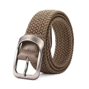Custom Wholesale Knit Web Woven Belt Unisex Cotton Fabric Golf Belt Adjustable Women Men Stretch Elastic Braided Belt