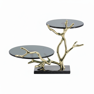 Metal decorativo de alta calidad decoración del hogar mesa de cristal diseño pequeño pastel soporte fiesta usado taza pastel - Product Image 1