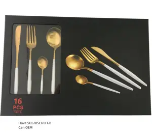 Hot selling 18/8 16-Piece luxury Flatware Knife Fork Spoons, cutler set stainless steel with gift box