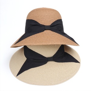 Sombrero de Paja para Mujer, Sombrero de Sol de Playa con Lazo, de Paja Natural, Ala Ancha, Plegable, Accesorios de Viaje para Exteriores - Product Image 1