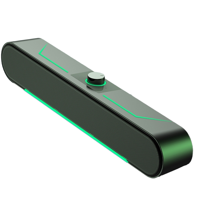 HIFI Stereo Sound Computer Portable Speaker Music Player LED Soundbar with Plastic Cabinet for Home Indoor Desktop Support USB