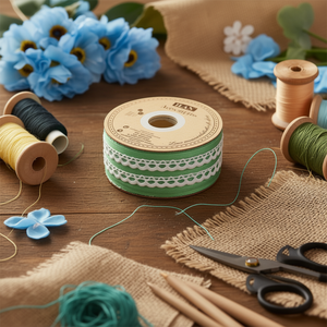 Strisce di pizzo Ilan 1,2 cm x 35 m colore verde per artigianato e decorazioni - Product Image 2